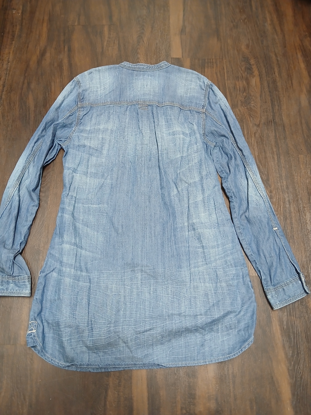 GAP Long Sleeve Chambray Tunic Dress - Light Blue - Picture 9 of 10